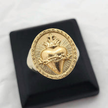 Load image into Gallery viewer, 14k 18k gold sacred heart of jesus ring 1