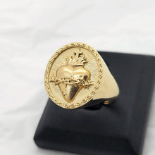 Load image into Gallery viewer, 14k 18k gold sacred heart of jesus ring 1