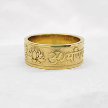 Load image into Gallery viewer, 14k 18k gold buddhist lotus om mani padme hum ring