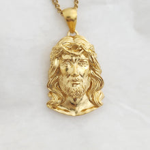 Load image into Gallery viewer, men's Jesus pendant necklace in 14k and 18k gold
