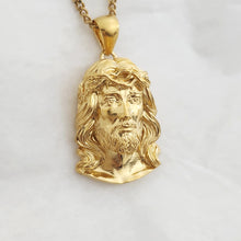 Load image into Gallery viewer, 14k 18k gold Jesus pendant necklace 3