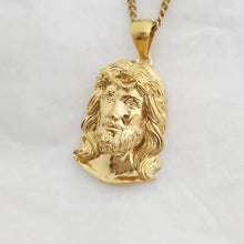 Load image into Gallery viewer, 14k 18k gold Jesus pendant necklace 3