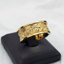 Load image into Gallery viewer, 14k 18k gold wide baroque ornament ring 2