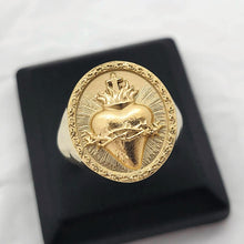 Load image into Gallery viewer, men's and women's sacred heart ring in 14k and 18k gold