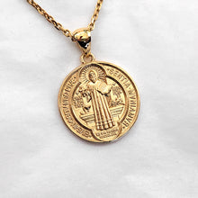 Load image into Gallery viewer, saint Benedict medal necklace in 14k and 18k gold for men and women