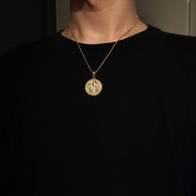 Load image into Gallery viewer, 14k 18k gold saint Benedict medal necklace Large 25mm