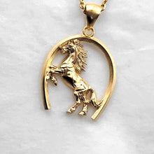 Load image into Gallery viewer, 14k 18k gold horse pendant necklace
