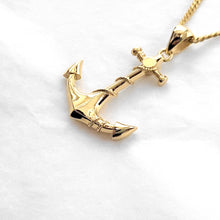 Load image into Gallery viewer, 14k 18k gold anchor pendant necklace