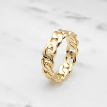 Load image into Gallery viewer, 14k 18k gold cuban chain ring 1 Small 6mm