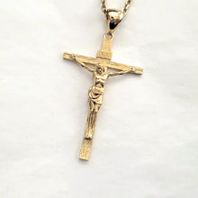 Load image into Gallery viewer, 14k 18k gold crucifix pendant necklace 1 Large 40mm
