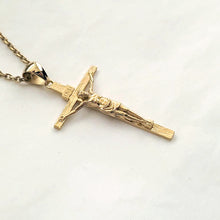 Load image into Gallery viewer, 14k 18k gold crucifix pendant necklace 1 Large 40mm