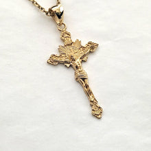 Load image into Gallery viewer, 14k 18k gold crucifix pendant necklace 3 Large 40mm