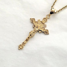 Load image into Gallery viewer, 14k 18k gold crucifix pendant necklace 3 Large 40mm