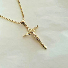 Load image into Gallery viewer, 14k 18k gold crucifix pendant necklace 1 Mini 23mm