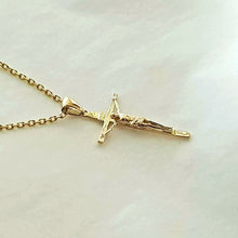 Load image into Gallery viewer, 14k 18k gold crucifix pendant necklace 1 Mini 23mm