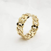 Load image into Gallery viewer, 14k 18k gold cuban chain ring 1 Medium 8mm