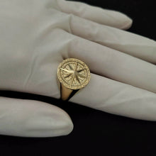 Load image into Gallery viewer, 14k 18k gold circle compass ring 2