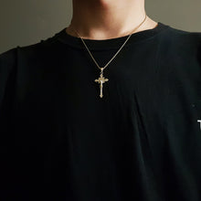 Load image into Gallery viewer, 14k 18k gold crucifix pendant necklace 3 Medium 34mm