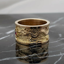 Load image into Gallery viewer, 14k 18k gold wide korean dragon ring 2