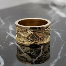 Load image into Gallery viewer, 14k 18k gold wide korean dragon ring 2