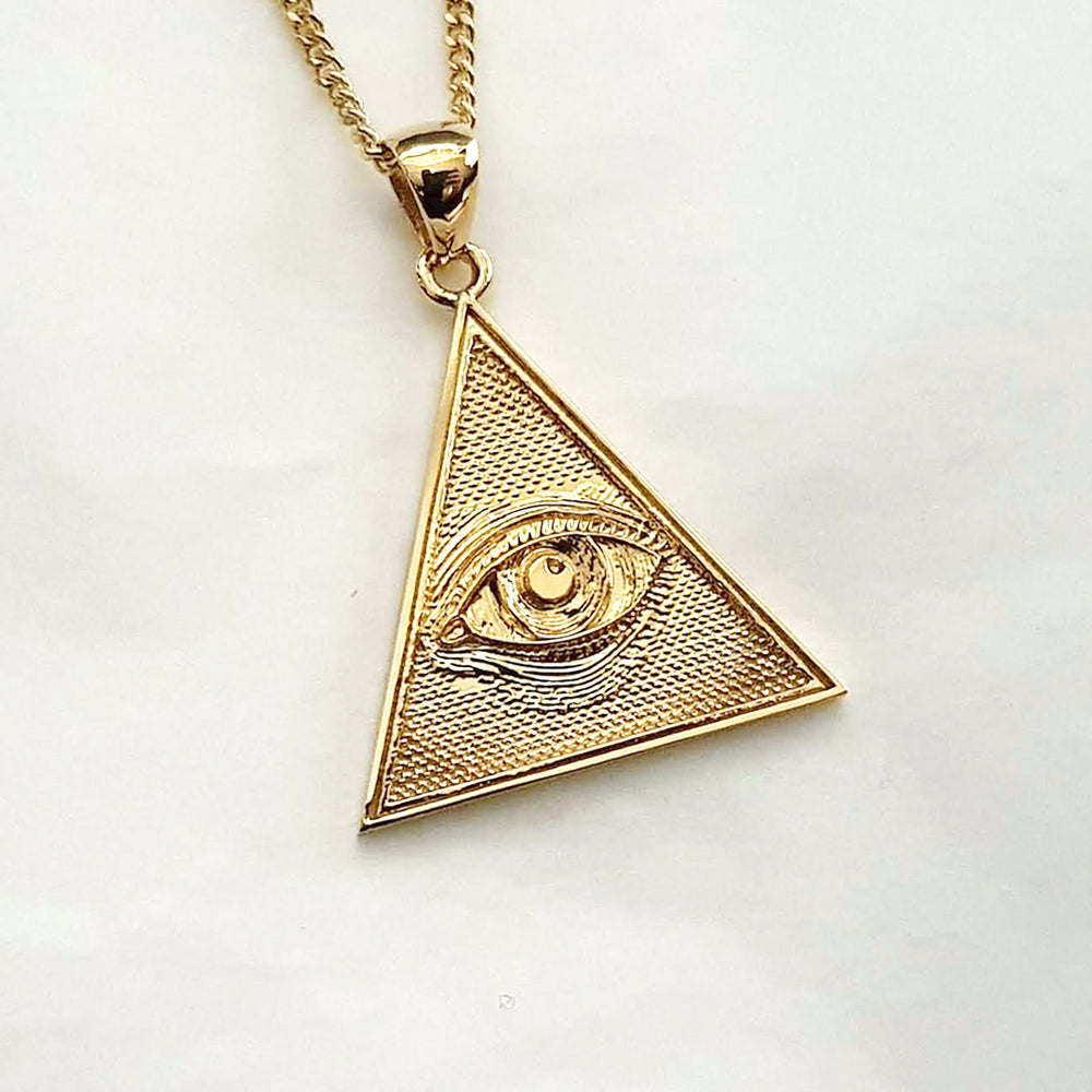 Jewelry 14k Gold Triangle Pendant 14k 18k Gold Triangle Eye Of
