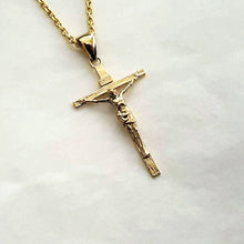 Load image into Gallery viewer, 14k 18k gold crucifix pendant necklace 1 Medium 30mm