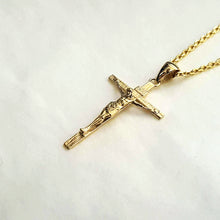 Load image into Gallery viewer, 14k 18k gold crucifix cross necklace pendant 1 Large 30mm for men and women
