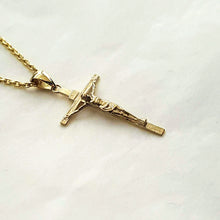 Load image into Gallery viewer, 14k 18k gold crucifix cross necklace pendant 1 Large 30mm for men and women
