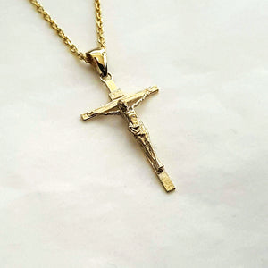 14k 18k gold crucifix cross necklace pendant 1 Large 30mm for men and women