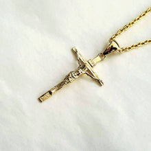 Load image into Gallery viewer, 14k 18k gold crucifix pendant necklace 1 Small 27mm