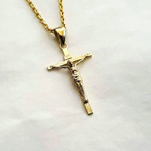Load image into Gallery viewer, 14k 18k gold crucifix pendant necklace 1 Small 27mm