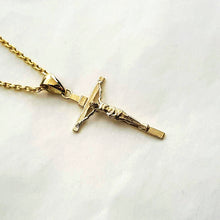 Load image into Gallery viewer, 14k 18k gold crucifix pendant necklace 1 Small 27mm