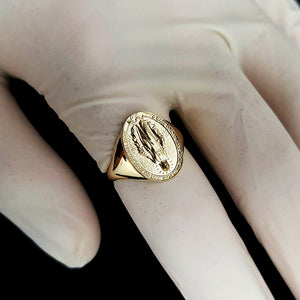 14k 18k gold oval Virgin Mary miraculous medal ring 2 for women