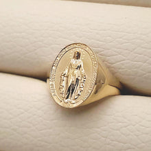 Load image into Gallery viewer, 14k 18k gold Virgin Mary miraculous medal ring
