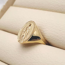 Load image into Gallery viewer, 14k 18k gold Virgin Mary miraculous medal ring