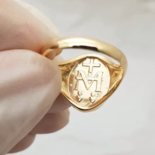 Load image into Gallery viewer, 14k 18k gold Virgin Mary miraculous medal ring