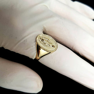 14k 18k gold oval Virgin Mary miraculous medal ring 2 for women