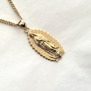 18k 14k gold our lady of guadalupe virgin mary necklace pendant 6 for men and women