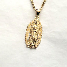 Load image into Gallery viewer, 18k 14k gold our lady of guadalupe virgin mary necklace pendant 6 for men and women
