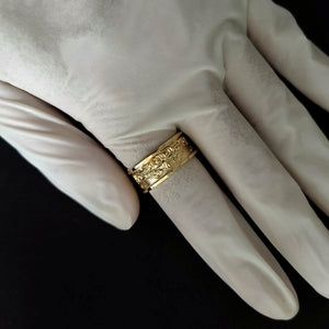 18k 14k gold wide baroque ornament ring 2 for men and women