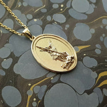Load image into Gallery viewer, 14k 18k gold oval archangel Michael necklace pendant 2 for men
