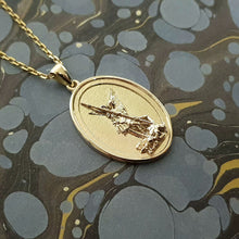 Load image into Gallery viewer, 14k 18k gold oval Archangel Saint Michael pendant necklace 2