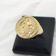 Load image into Gallery viewer, 14k 18k gold saint Benedict medal ring