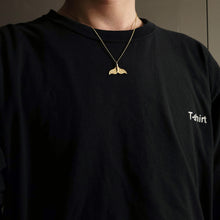 Load image into Gallery viewer, 14k 18k gold whale tail pendant necklace