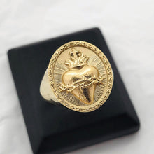 Load image into Gallery viewer, 14k 18k gold sacred heart of jesus ring 1
