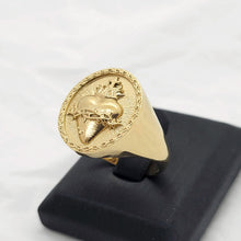 Load image into Gallery viewer, 14k 18k gold sacred heart of jesus ring 1
