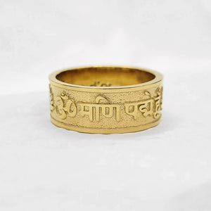 14k 18k gold buddhist lotus om mani padme hum ring