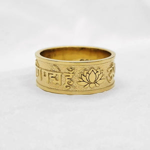 14k 18k gold buddhist lotus om mani padme hum ring