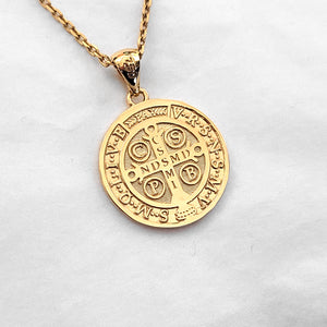 14k 18k gold st Benedict medal necklace 1 Medium for men and women