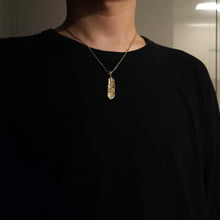 Load image into Gallery viewer, 14k 18k gold men&#39;s feather pendant necklace
